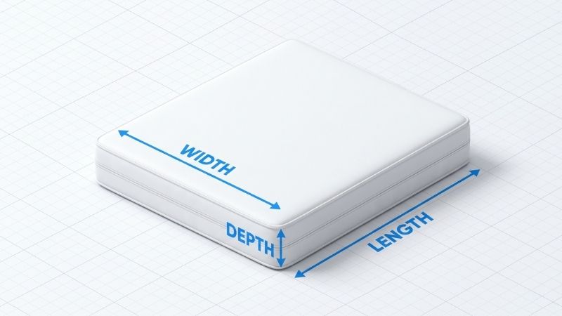 Mattress measurement technical diagram